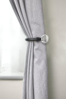 Crystal - Pair of Holdaback Tiebacks with End Finials in Matt Black