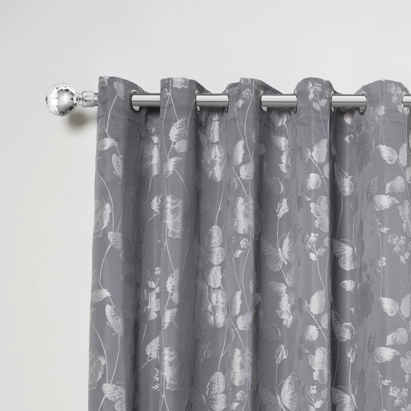Crystal - Extendable Curtain Pole with Pair of End Finials in Chrome
