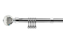 Crystal - Extendable Curtain Pole with Rings and Pair of End Finials in Chrome