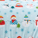 Fusion Christmas Snowman Duvet Cover Set In Duck Egg Blue/Red Reversible