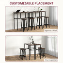 HOMCOM 6-Piece Industrial Bar Table Set, 2 Kitchen Tables With 4 Stools, Brown