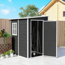 Outsunny Lean To Garden Shed, Plastic Tool Storage House W/ Lockable Door