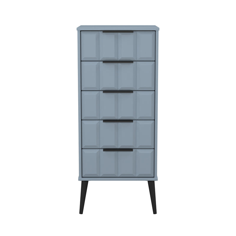 Bremen Ready Assembled 5 Drawer Tallboy in Denim Blue