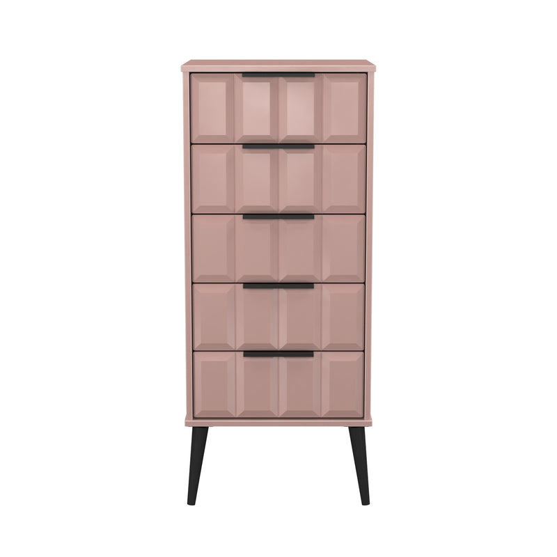 Bremen Ready Assembled 5 Drawer Tallboy in Kobe Pink
