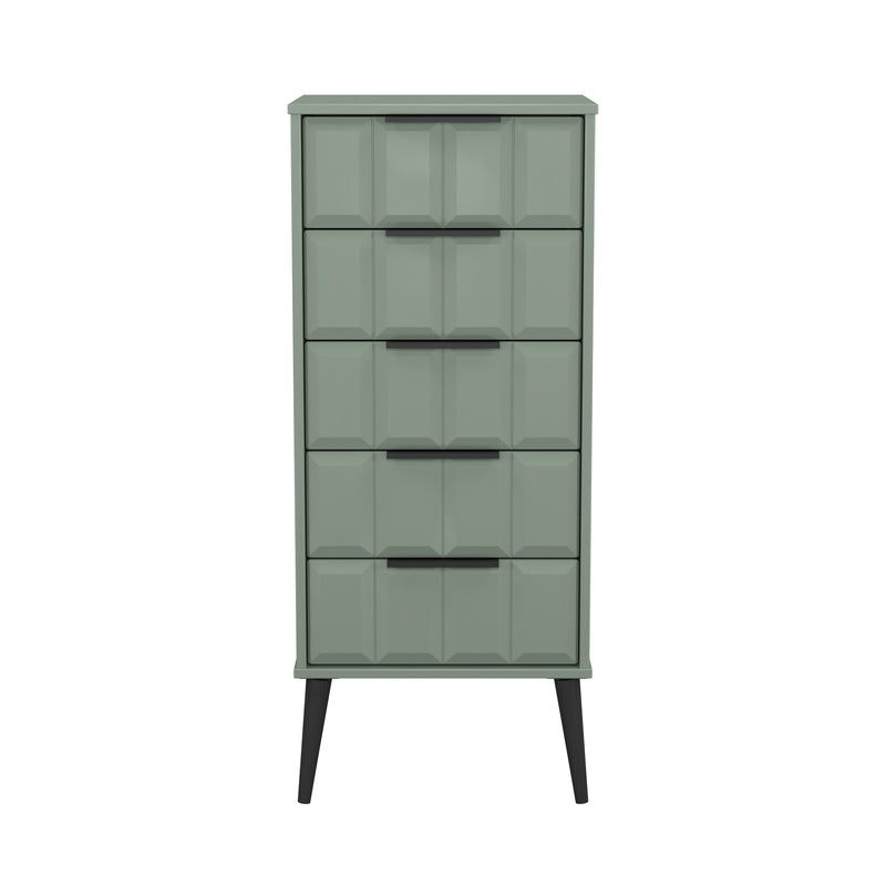 Bremen Ready Assembled 5 Drawer Tallboy in Reed Green