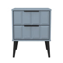 Bremen Ready Assembled 2 Drawer Bedside Cabinet in Denim Blue