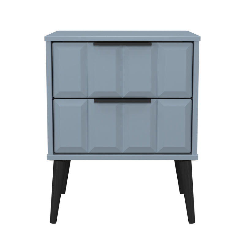 Bremen Ready Assembled 2 Drawer Bedside Cabinet in Denim Blue