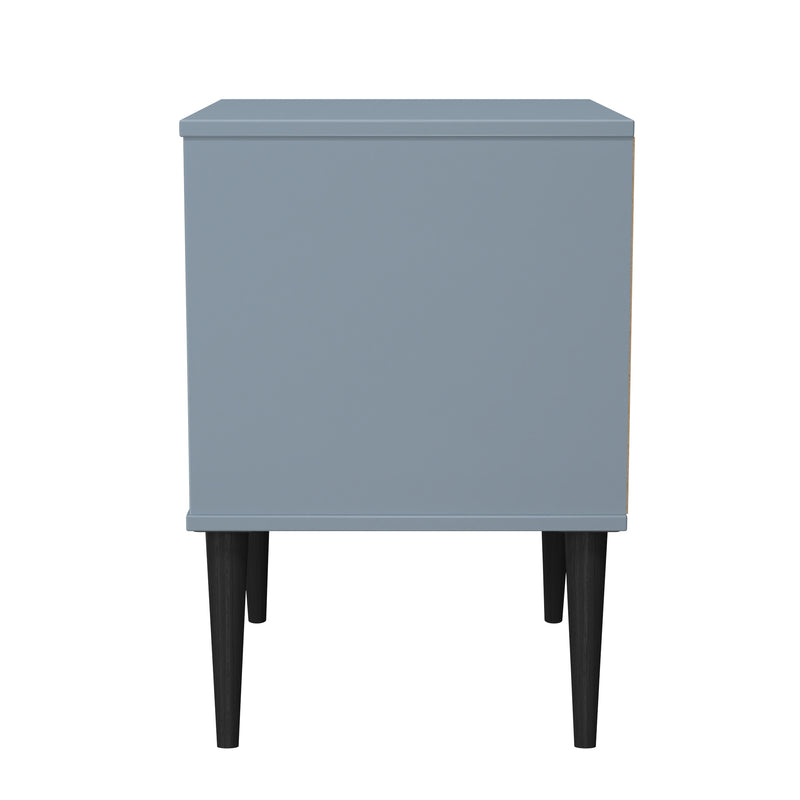 Bremen Ready Assembled 2 Drawer Bedside Cabinet in Denim Blue