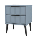 Bremen Ready Assembled 2 Drawer Bedside Cabinet in Denim Blue