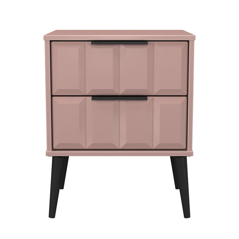 Bremen Ready Assembled 2 Drawer Bedside Cabinet in Kobe Pink