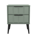 Bremen Ready Assembled 2 Drawer Bedside Cabinet in Reed Green