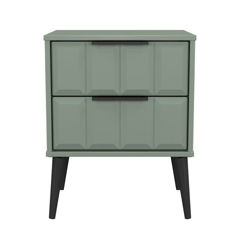Bremen Ready Assembled 2 Drawer Bedside Cabinet in Reed Green