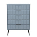 Bremen Ready Assembled 5 Drawer Chest in Denim Blue