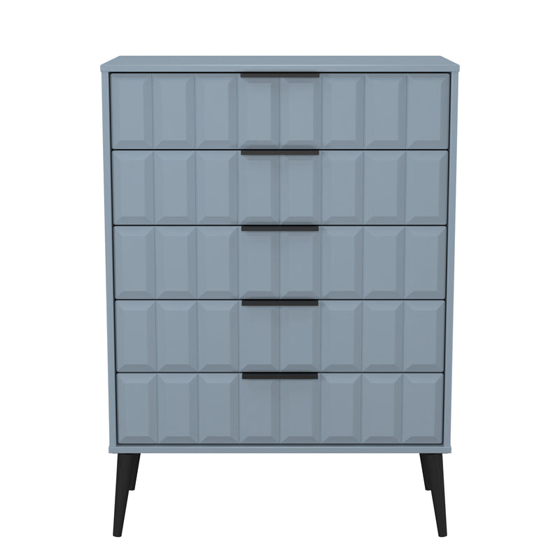 Bremen Ready Assembled 5 Drawer Chest in Denim Blue