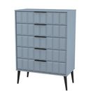Bremen Ready Assembled 5 Drawer Chest in Denim Blue