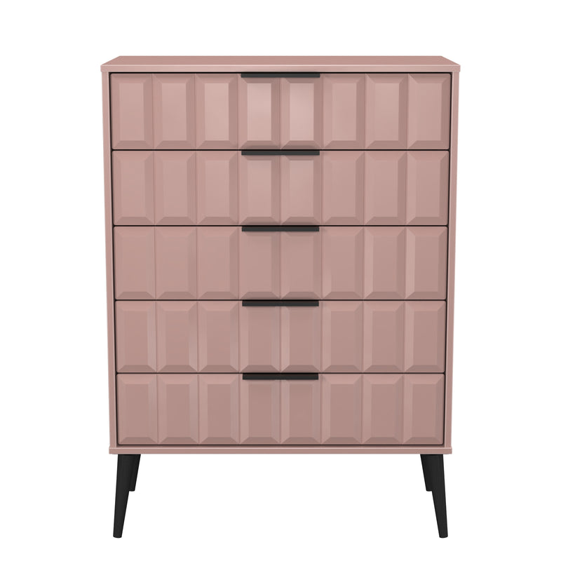 Bremen Ready Assembled 5 Drawer Chest in Kobe Pink