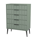 Bremen Ready Assembled 5 Drawer Chest in Reed Green