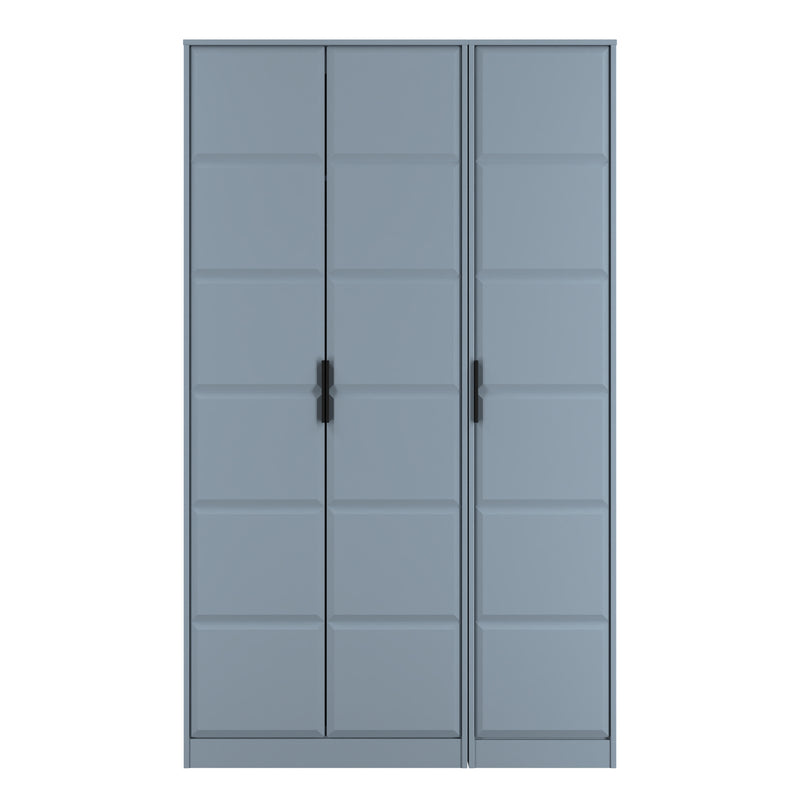 Bremen Ready Assembled 3 Door Wardrobe in Denim Blue