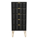 Hanover Ready Assembled 5 Drawer Tallboy in Deep Black & Black Matt