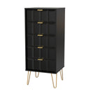 Hanover Ready Assembled 5 Drawer Tallboy in Deep Black & Black Matt
