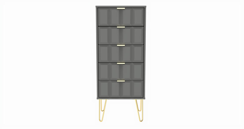 Hanover Ready Assembled 5 Drawer Tallboy in Dusk Grey