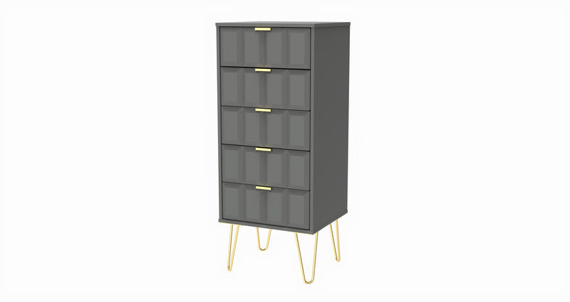 Hanover Ready Assembled 5 Drawer Tallboy in Dusk Grey