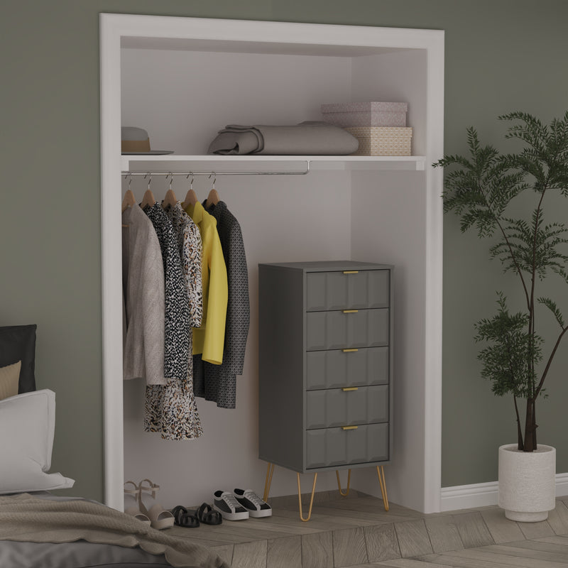 Hanover Ready Assembled 5 Drawer Tallboy in Dusk Grey