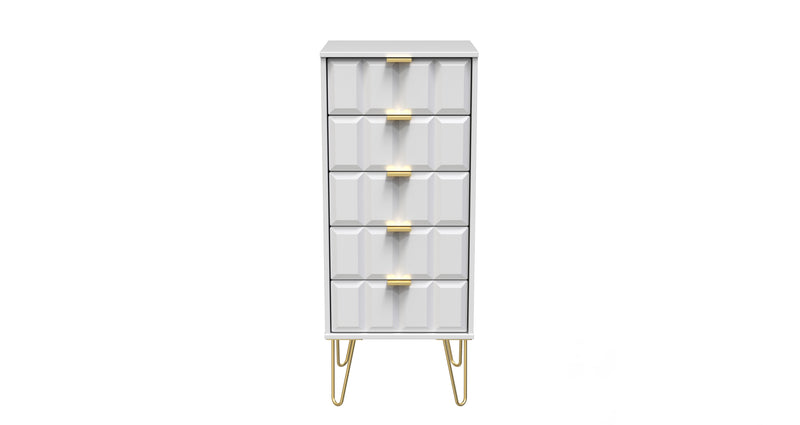 Hanover Ready Assembled 5 Drawer Tallboy in White Matt