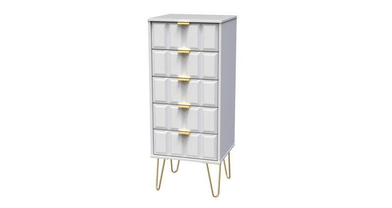 Hanover Ready Assembled 5 Drawer Tallboy in White Matt