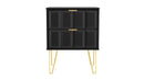Hanover Ready Assembled 2 Drawer Bedside Cabinet in Deep Black & Black Matt