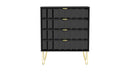 Hanover Ready Assembled 2 Drawer Bedside Cabinet in Deep Black & Black Matt