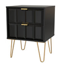 Hanover Ready Assembled 2 Drawer Bedside Cabinet in Deep Black & Black Matt