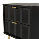 Hanover Ready Assembled 2 Drawer Bedside Cabinet in Deep Black & Black Matt