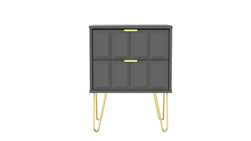 Hanover Ready Assembled 2 Drawer Bedside Cabinet in Dusk Grey
