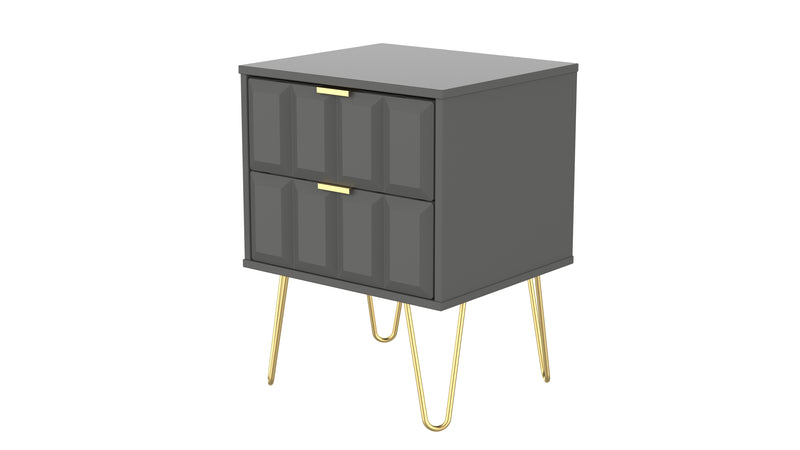 Hanover Ready Assembled 2 Drawer Bedside Cabinet in Dusk Grey