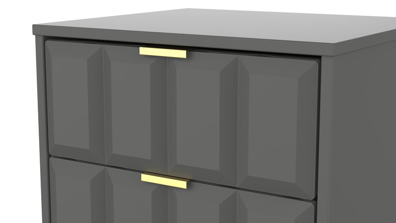 Hanover Ready Assembled 2 Drawer Bedside Cabinet in Dusk Grey