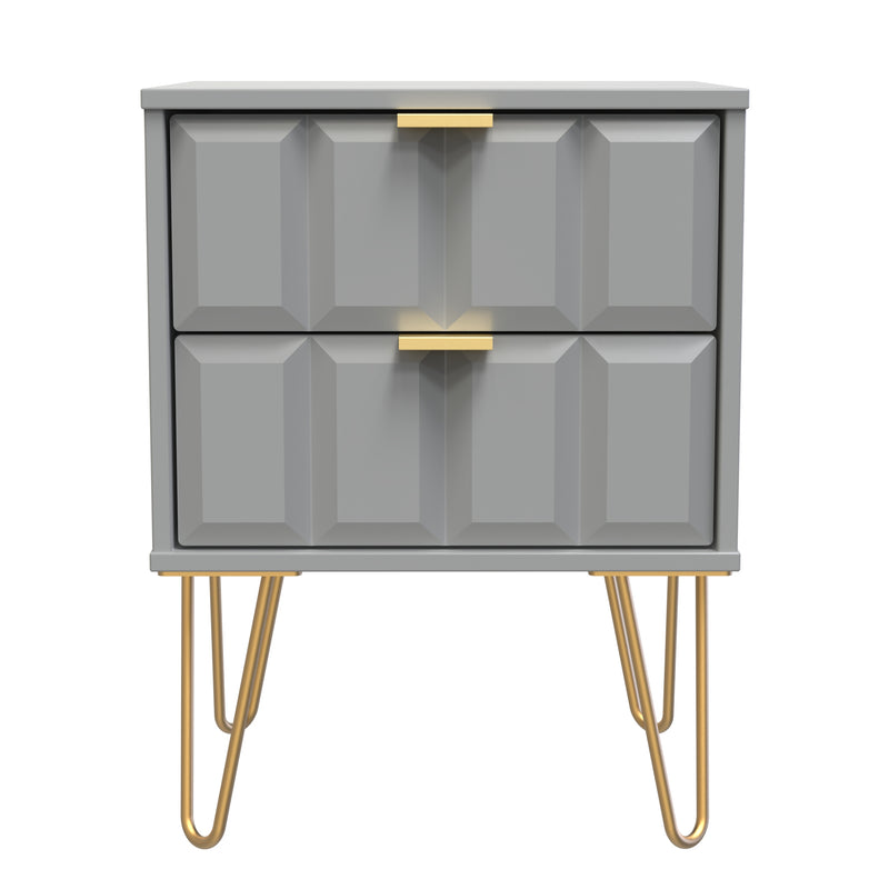 Hanover Ready Assembled 2 Drawer Bedside Cabinet in Dusk Grey