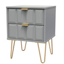 Hanover Ready Assembled 2 Drawer Bedside Cabinet in Dusk Grey