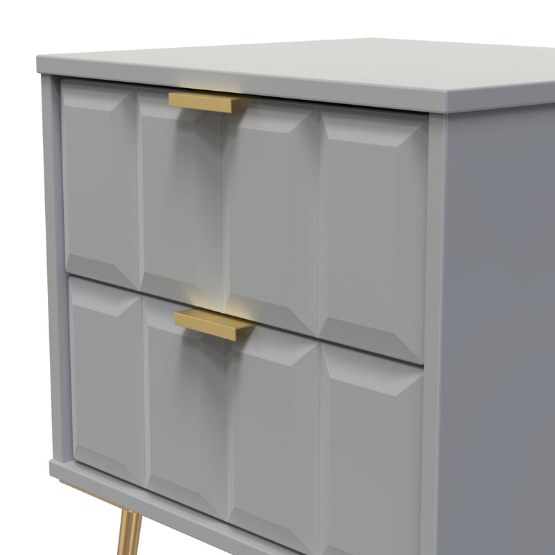 Hanover Ready Assembled 2 Drawer Bedside Cabinet in Dusk Grey