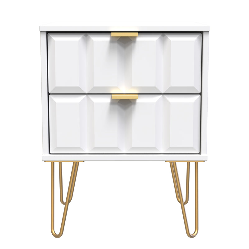 Hanover Ready Assembled 2 Drawer Bedside Cabinet in White Matt