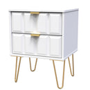 Hanover Ready Assembled 2 Drawer Bedside Cabinet in White Matt