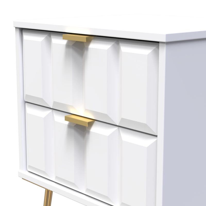 Hanover Ready Assembled 2 Drawer Bedside Cabinet in White Matt