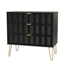 Hanover Ready Assembled 3 Drawer Chest in Deep Black & Black Matt