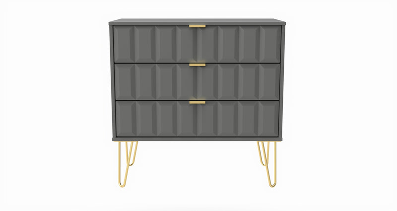 Hanover Ready Assembled 3 Drawer Chest in Dusk Grey