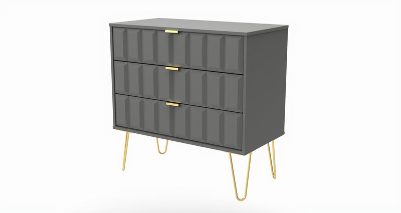 Hanover Ready Assembled 3 Drawer Chest in Dusk Grey