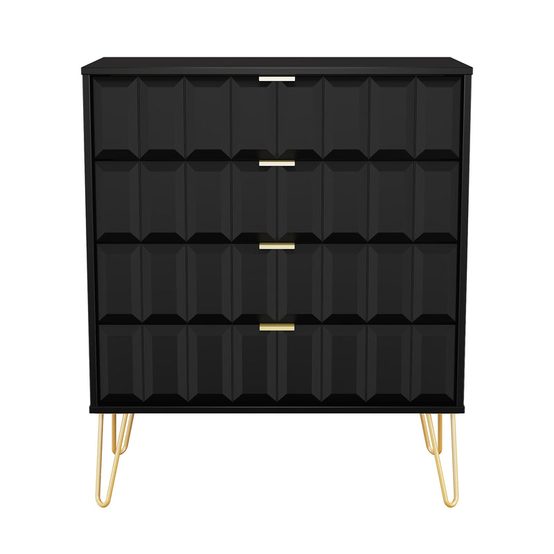Hanover Ready Assembled 4 Drawer Chest in Deep Black & Black Matt