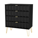 Hanover Ready Assembled 4 Drawer Chest in Deep Black & Black Matt