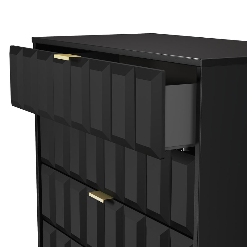 Hanover Ready Assembled 4 Drawer Chest in Deep Black & Black Matt