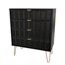 Hanover Ready Assembled 4 Drawer Chest in Deep Black & Black Matt