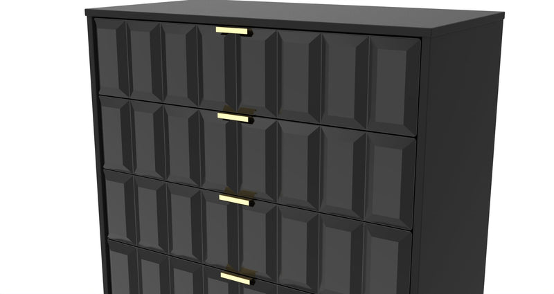 Hanover Ready Assembled 5 Drawer Chest in Deep Black & Black Matt